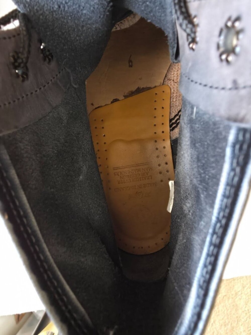 Vintage Dr. Martens 6-Eye Gray Leather Lace-Up Boots Made In England UK6/7M/8W - Picture 12 of 12